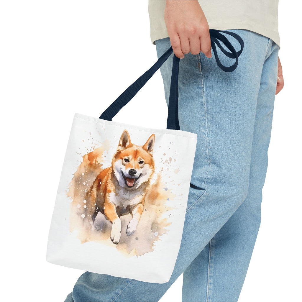 Shiba Inu Watercolor Tote Bag – Cute Running Dog All-Over Print