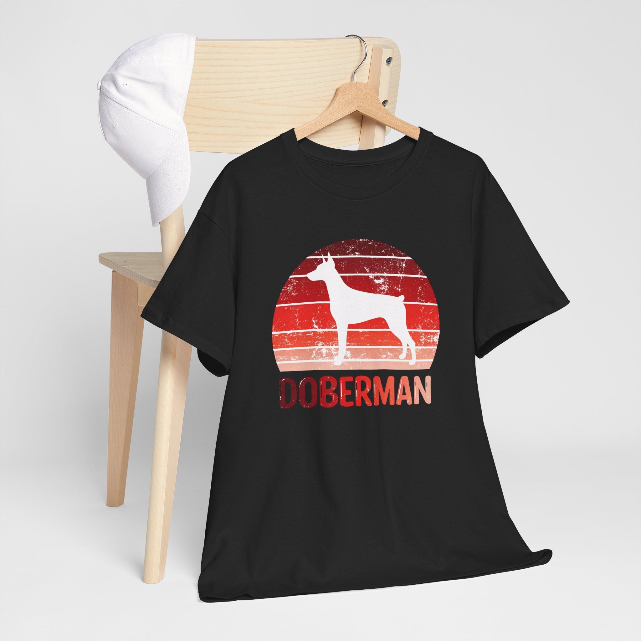 Doberman Retro Sunset T-Shirt – Unisex Dog Lover Graphic Tee