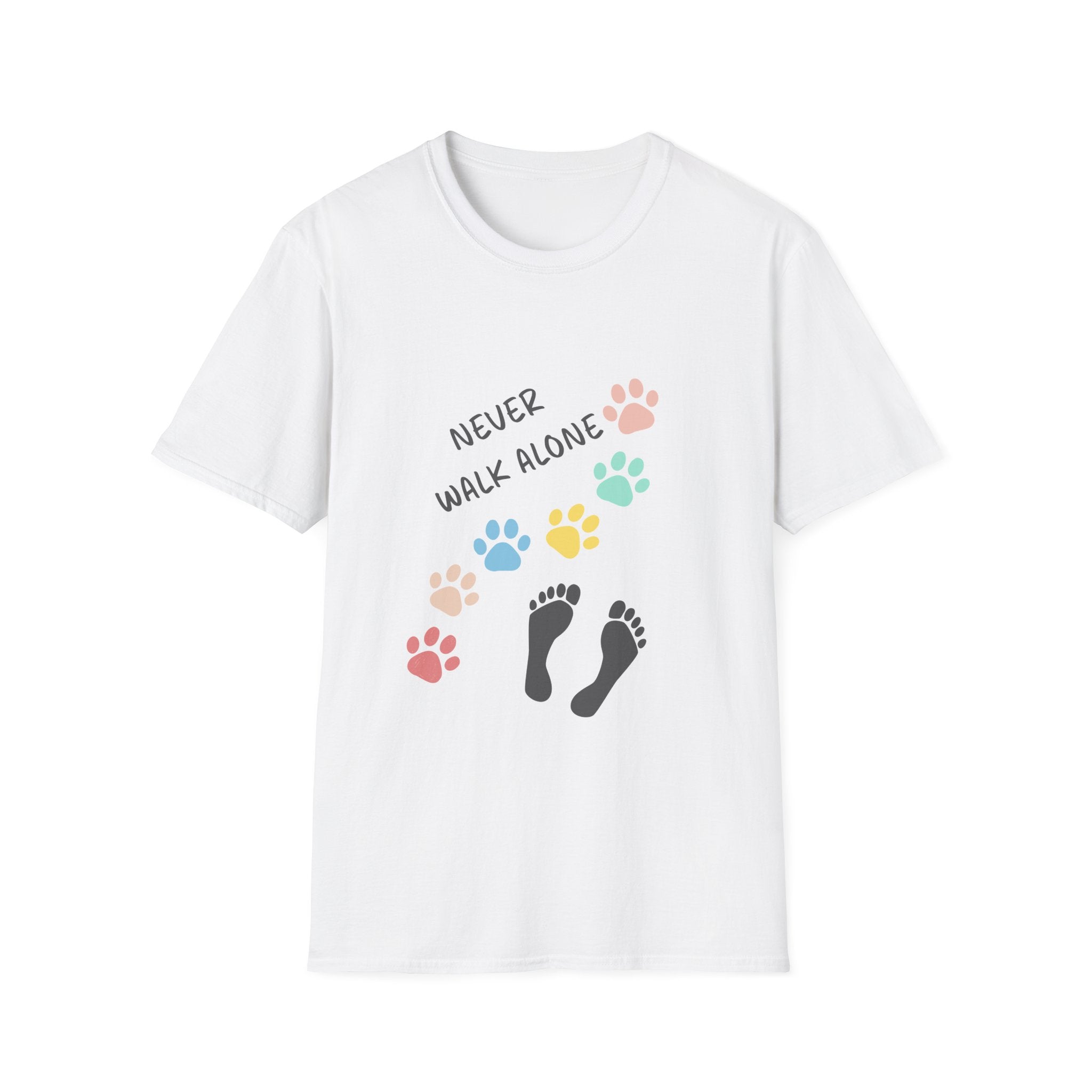 Never Walk Alone Paw & Footprint T-Shirt