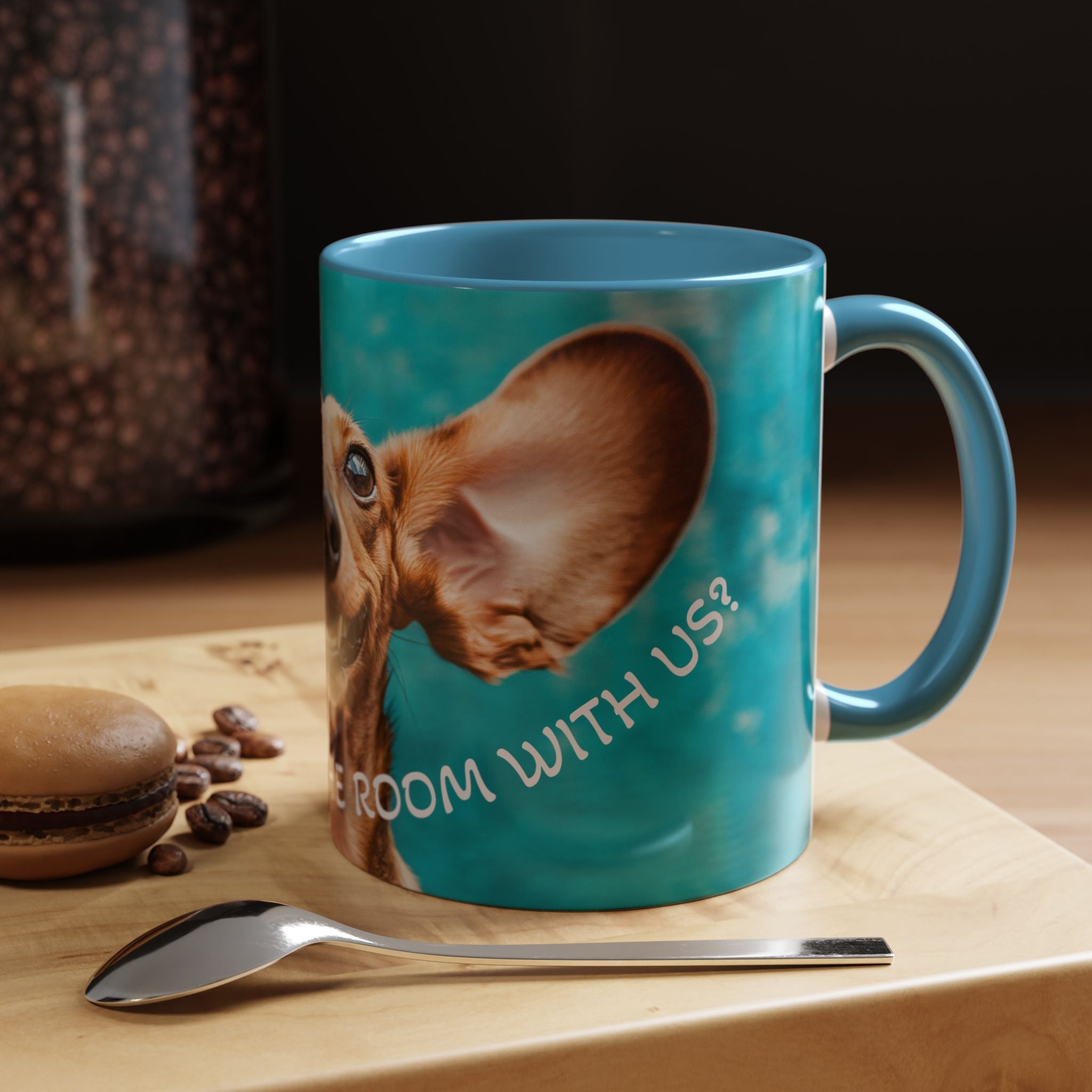 Happy Dachshund Coffee Mug – "Is the Drama in the Room with Us?" Accent Mug