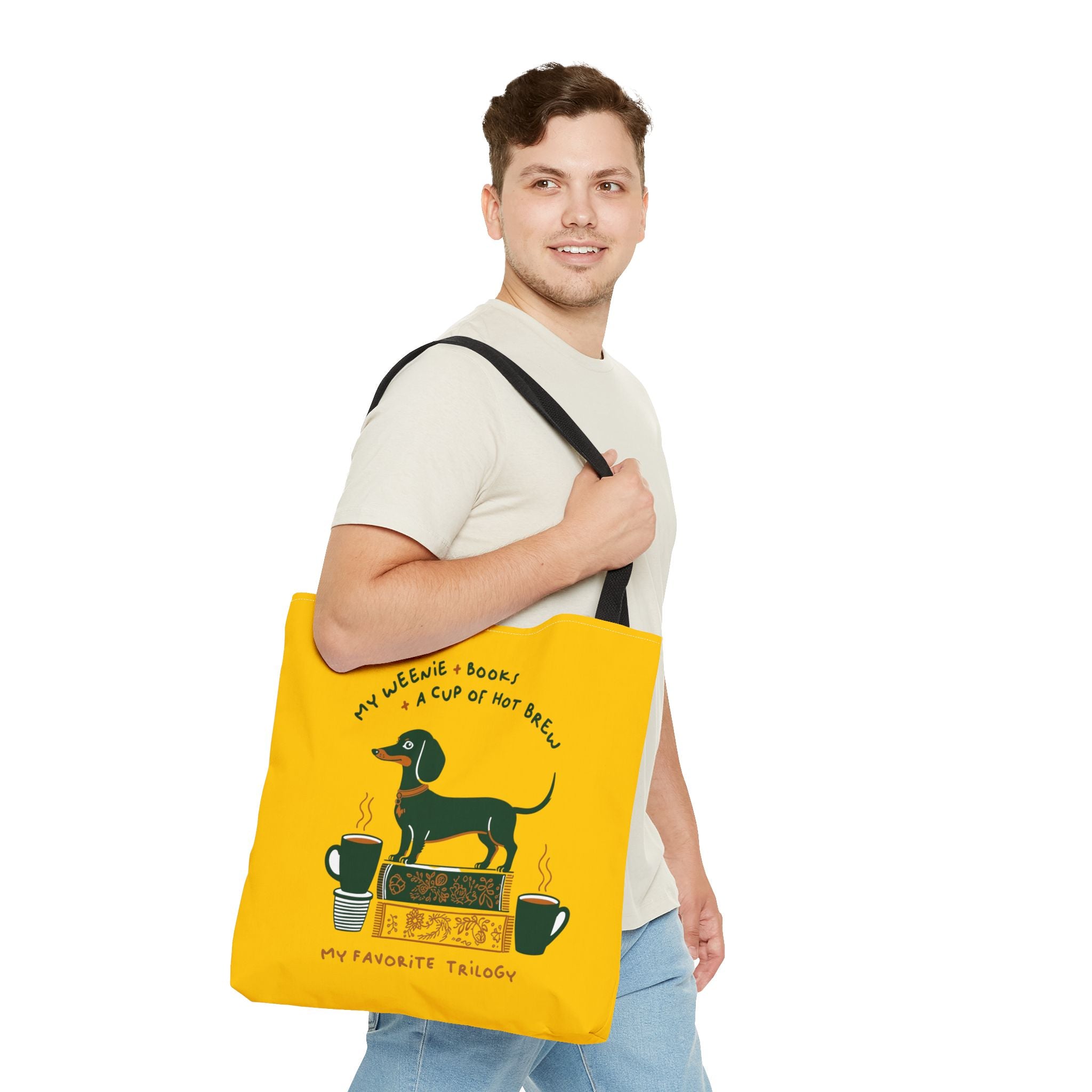 Dachshund, Books & Coffee Tote Bag