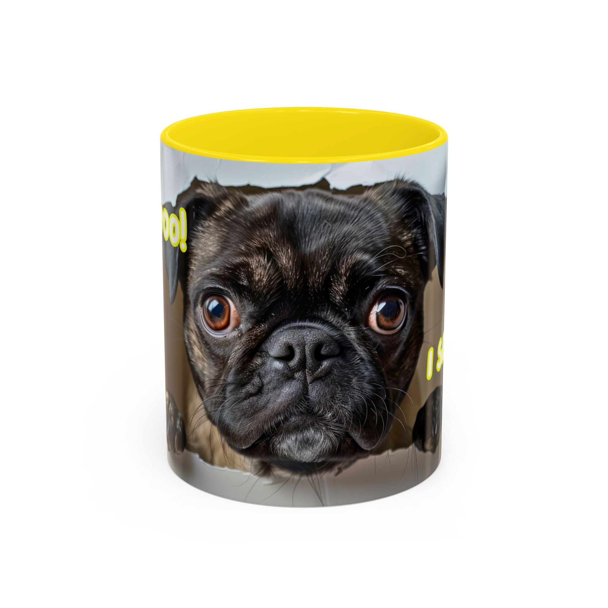 Pug “I See You!” Accent Coffee Mug — Cute Dog Lover Gift (11/15 oz)