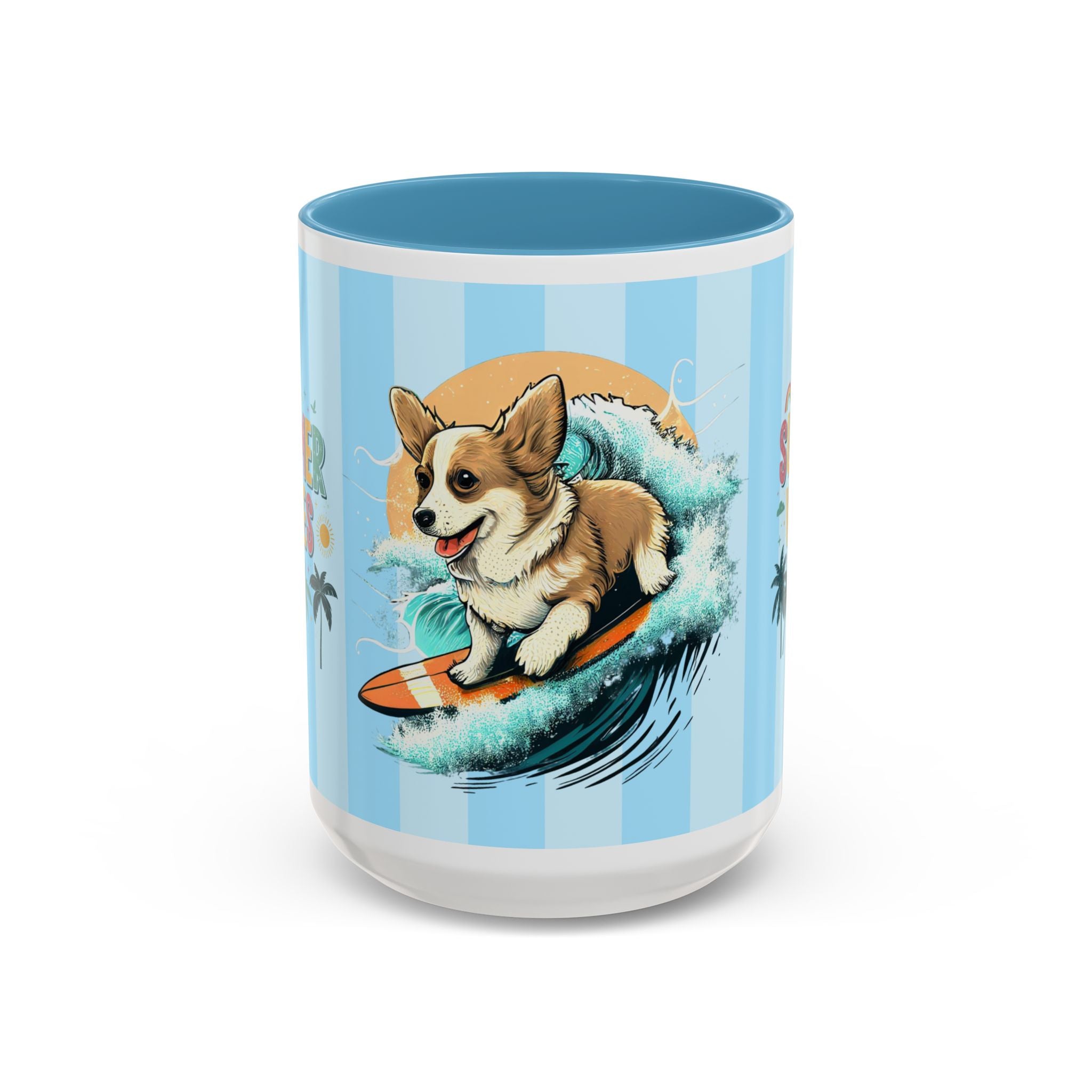 Summer Vibes Corgi Surf Coffee Mug — Cute Dog Lover Gift (11/15 oz)