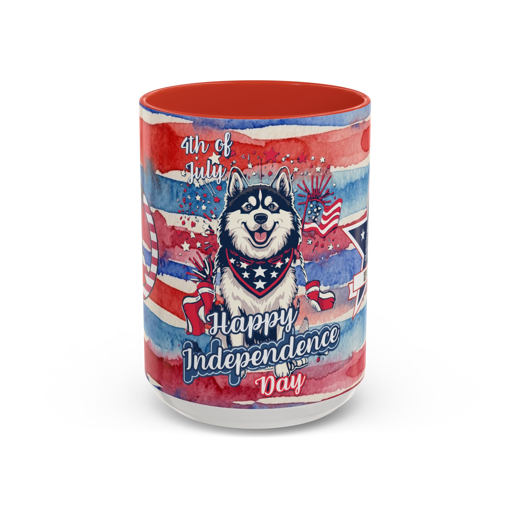 Independence Day Husky Coffee Mug — Happy 4th of July Patriotic Accent Mug (11/15oz)
