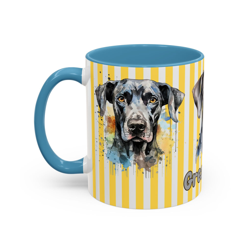 Personalised Dog Accent Coffee Mug — Yellow Striped Dog Lover Gift (11/15 oz)