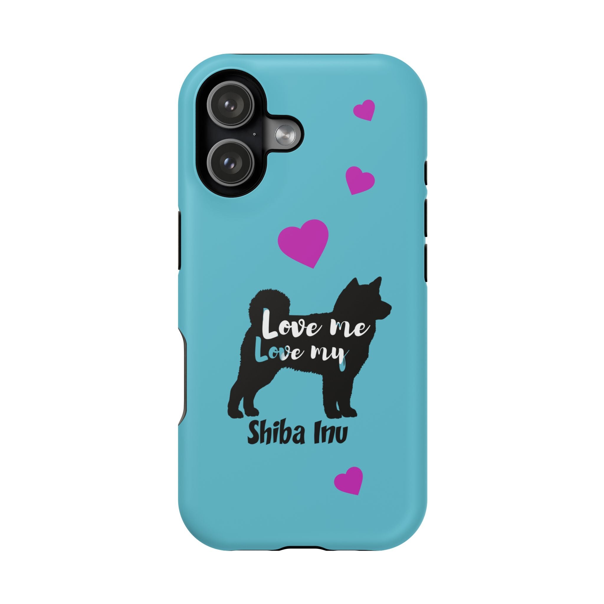 Shiba Inu Phone Case – "Love Me Love My Shiba Inu" Impact-Resistant Case, Cute Heart Design