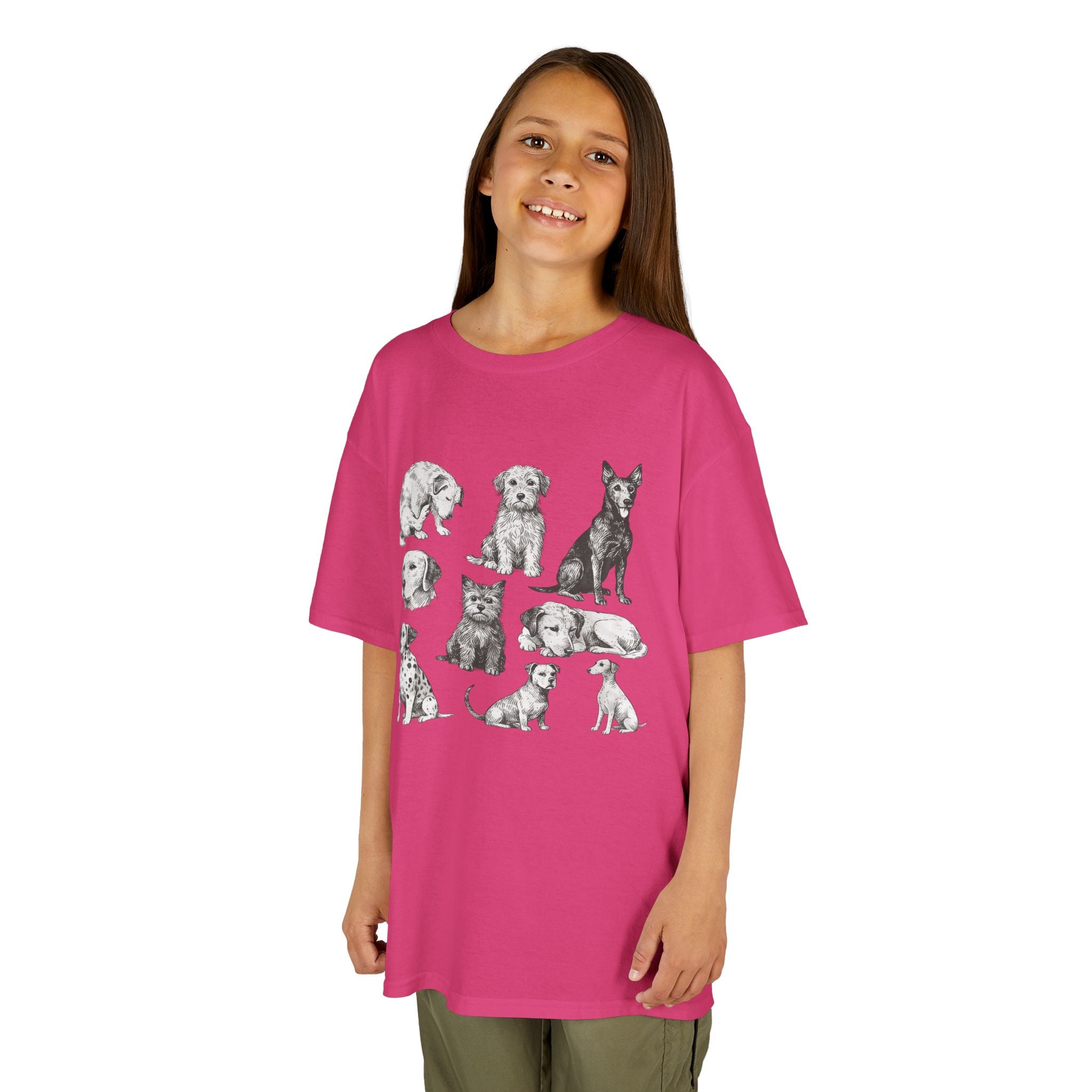 Kids Dog Breeds Sketch Tee — Cute Puppy Illustration Shirt for Boys & Girls