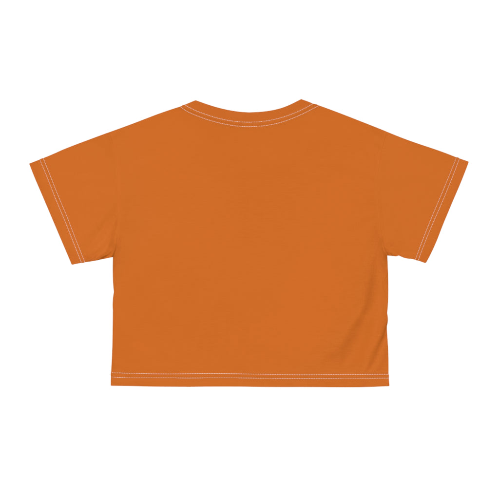 Cute Puppy Crop Tee — Sunny Orange All-Over Print
