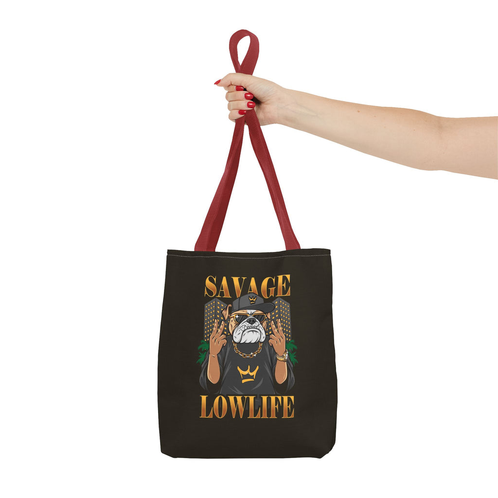 Savage Lowlife Graphic Tote Bag — Urban Bulldog Design, Streetwear Everyday Carry
