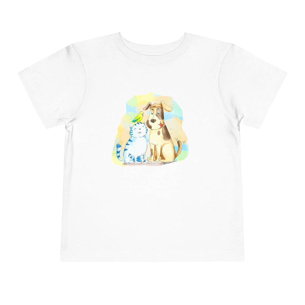 Toddler Tee — Cute Puppy & Kitten Watercolor Kids Shirt