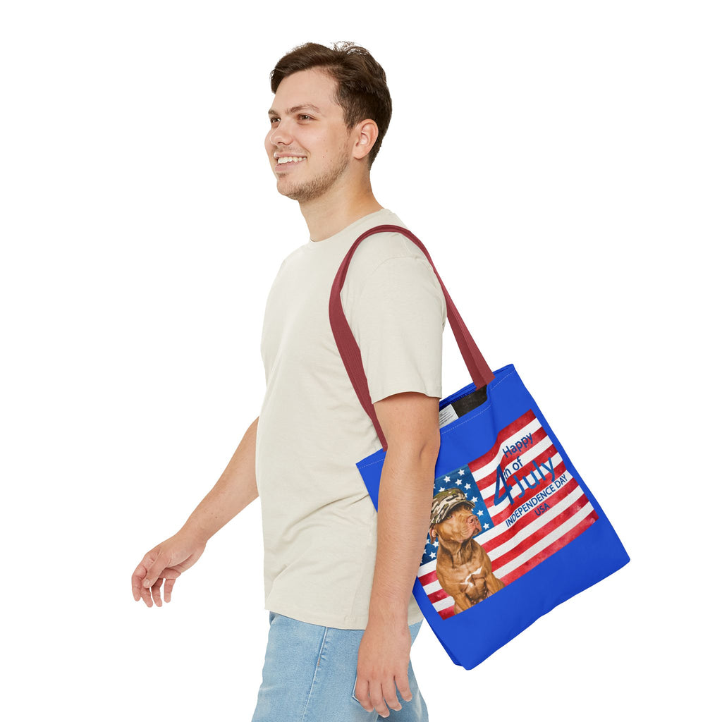 Independence Day Dog Tote Bag — Happy 4th of July USA Flag Tote