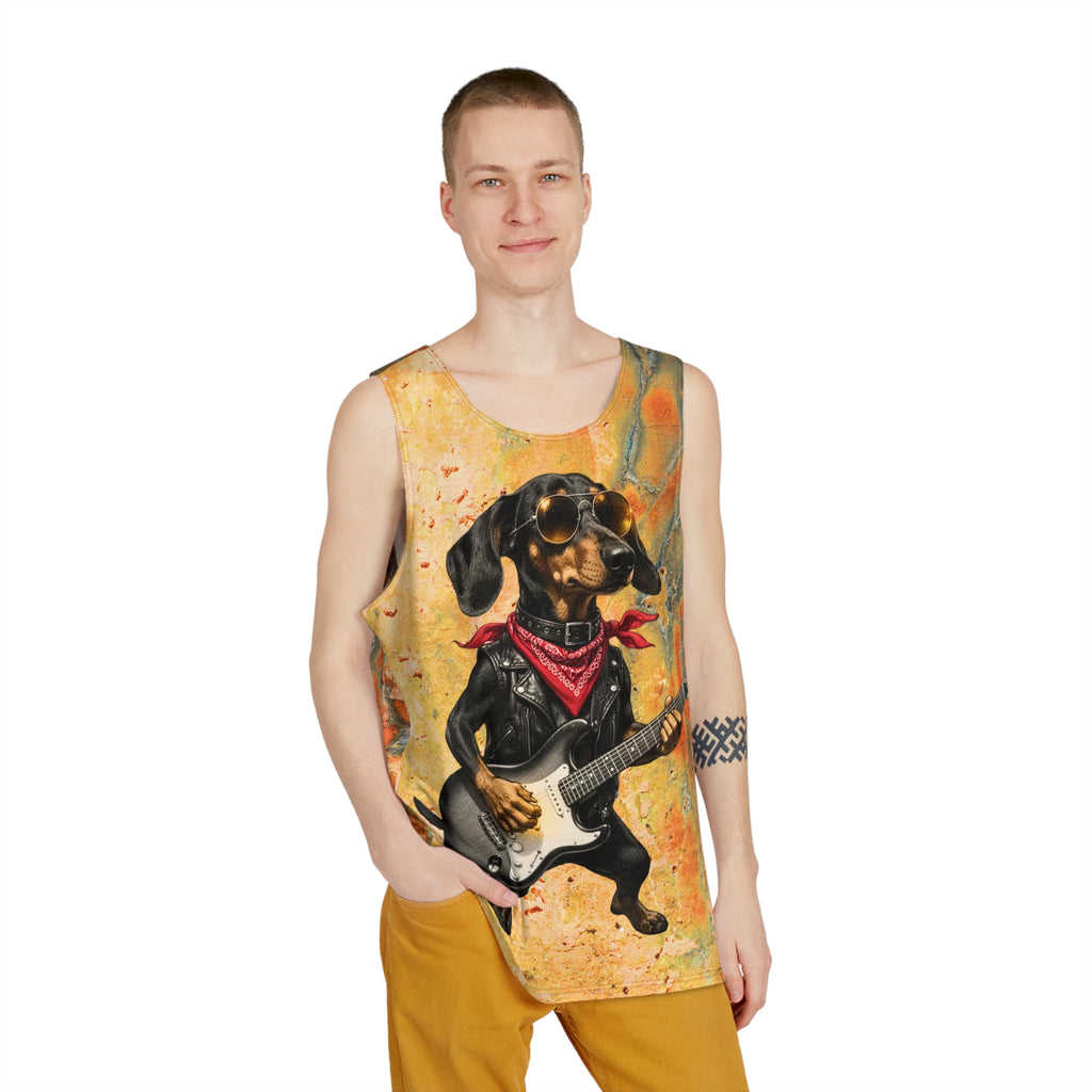 Rockstar Dachshund Tank Top — All-Over Print Men's Tank