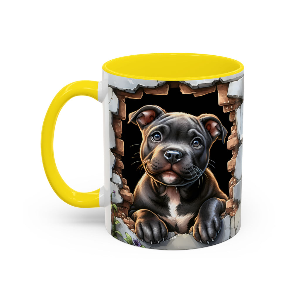 Pit Bull Puppy Peek Accent Coffee Mug – Cute Dog Lover Gift (11/15oz)