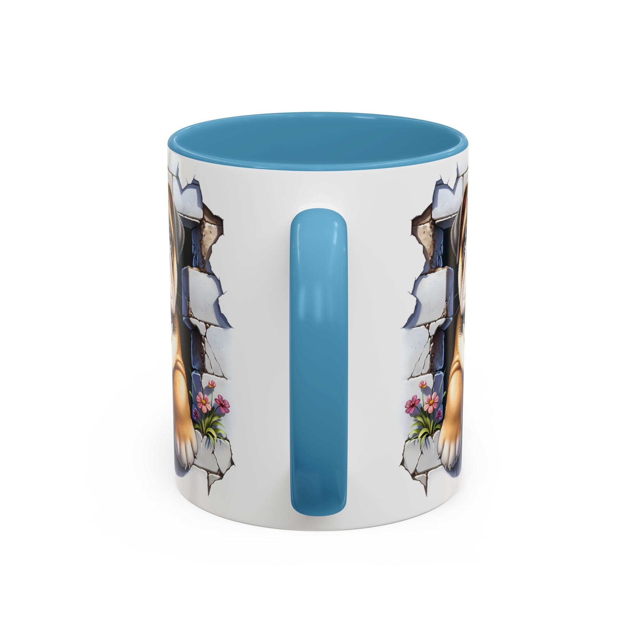 Bulldog Peek-A-Boo Accent Coffee Mug — Cute English Bulldog Coffee Cup (11/15 oz)