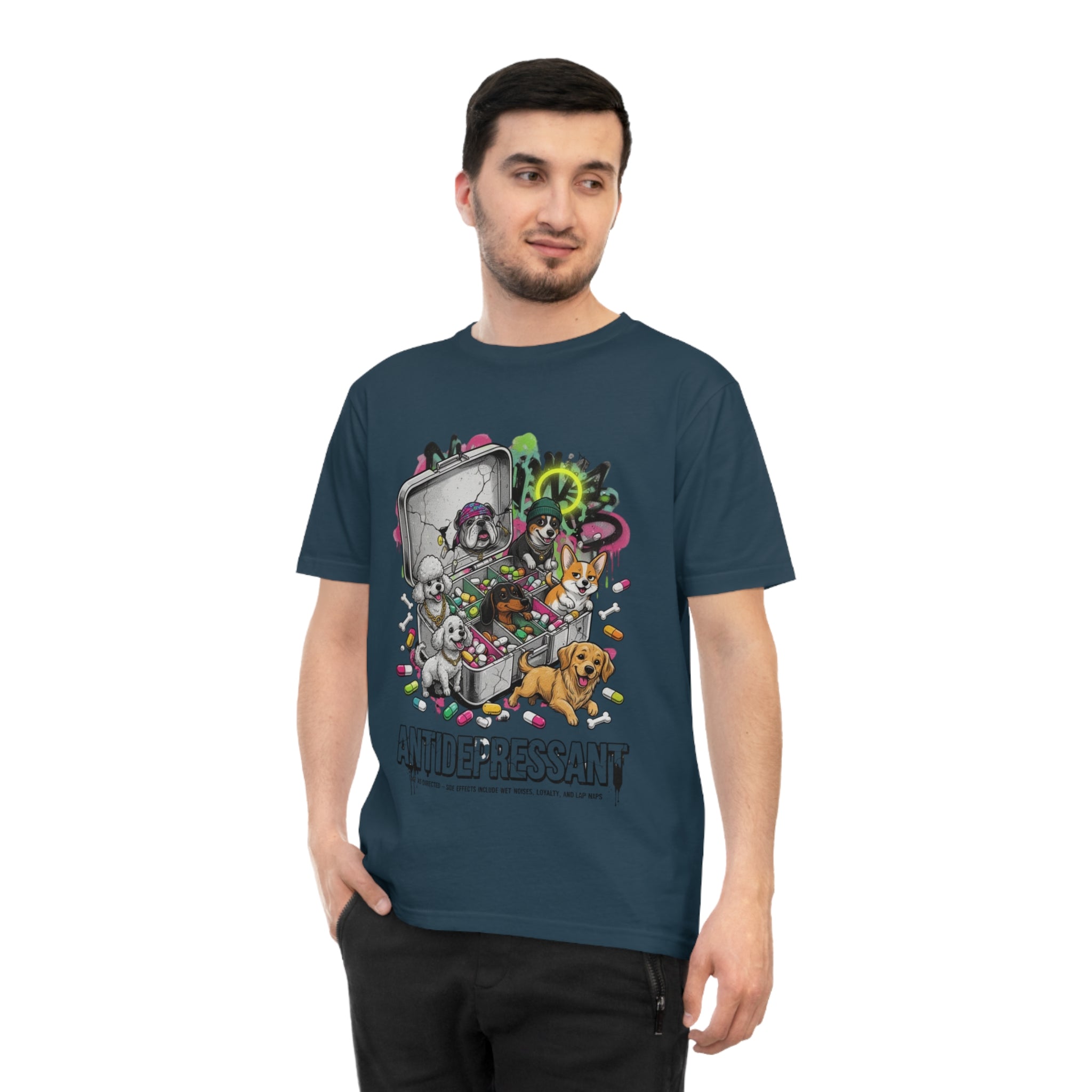 Antidepressant Pets T-Shirt — Emotional Support Pet & Pill Box Graphic Tee