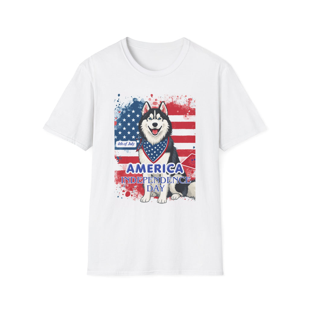 Patriotic Husky T-Shirt — America Independence Day 4th of July Dog Tee