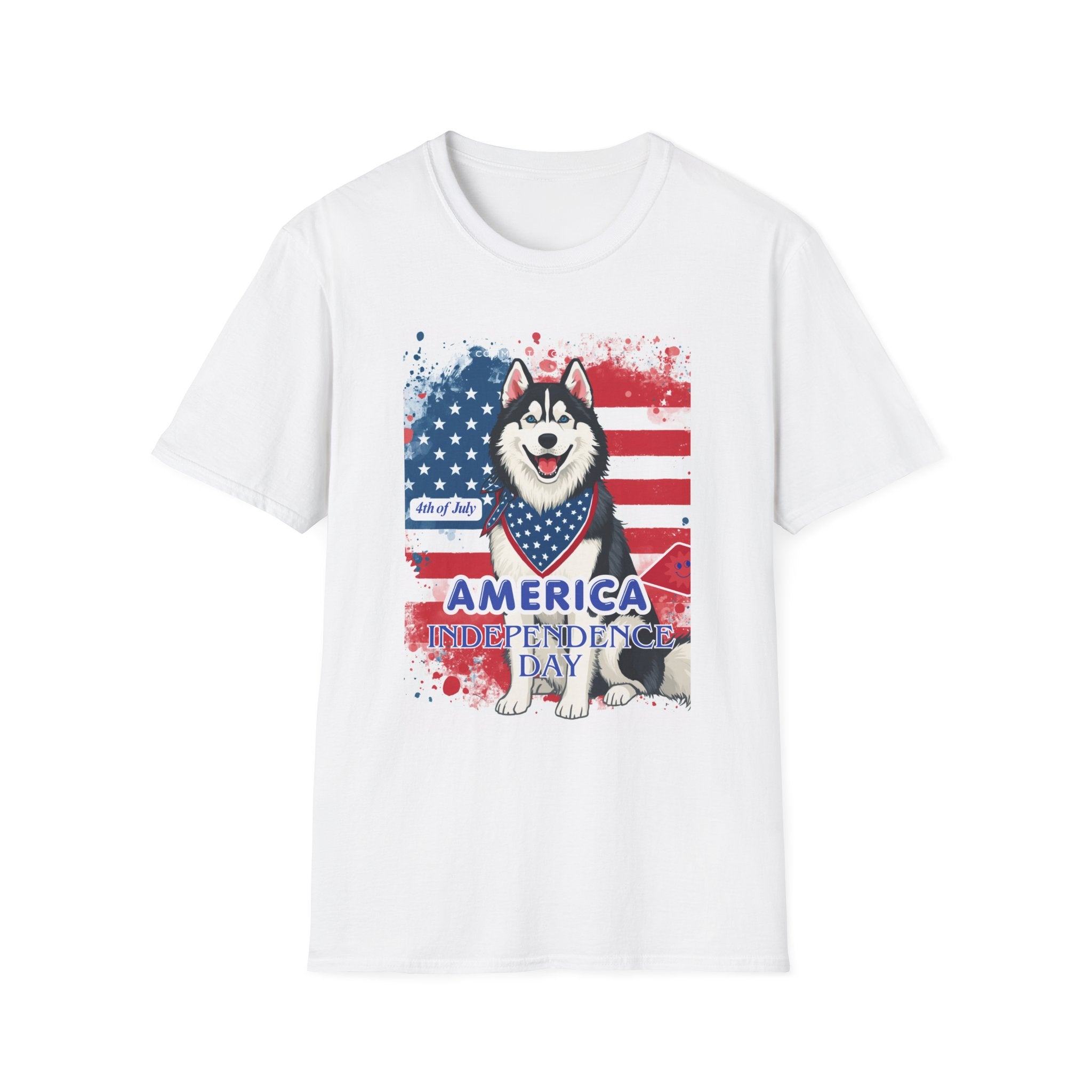 Patriotic Husky T-Shirt — America Independence Day 4th of July Dog Tee