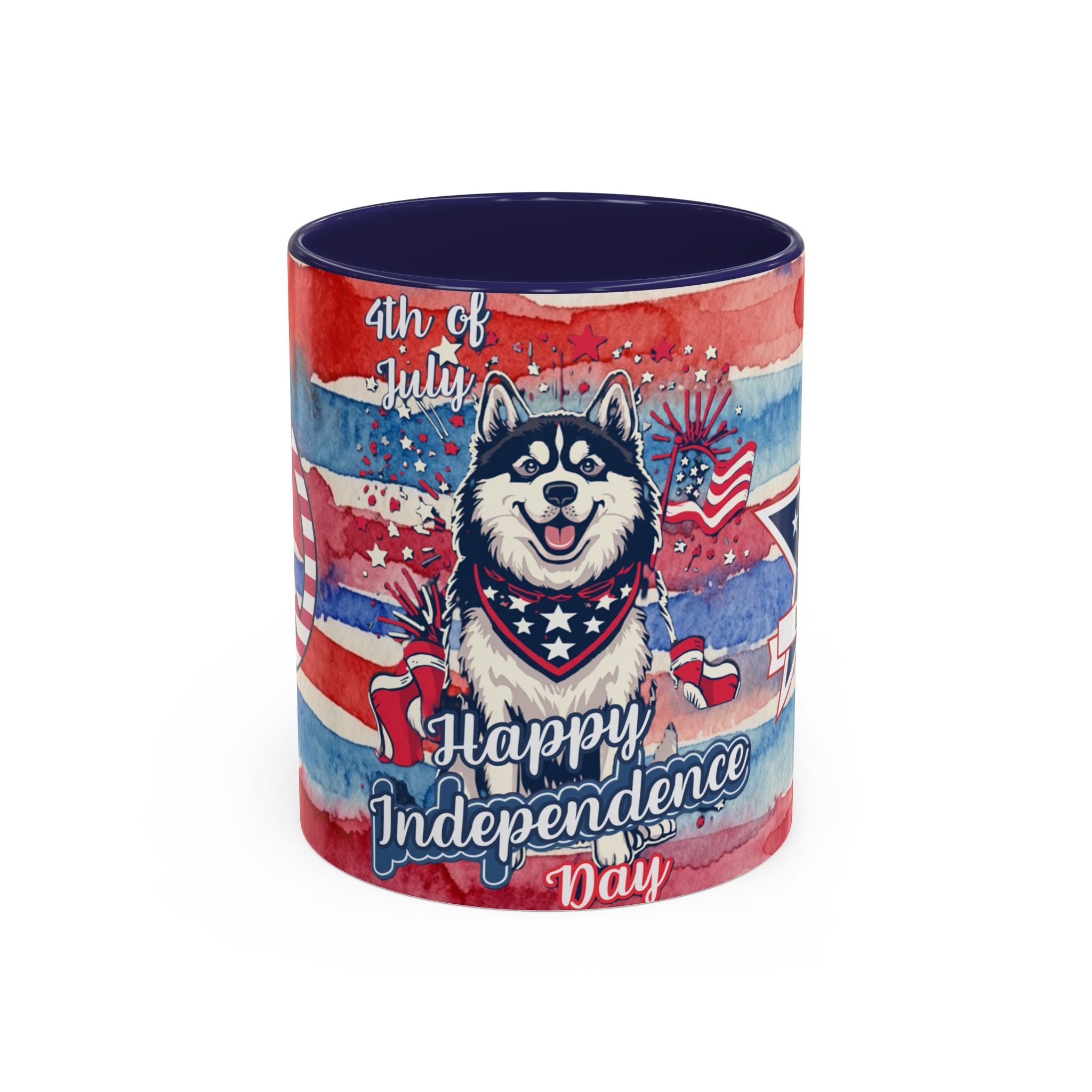 Independence Day Husky Coffee Mug — Happy 4th of July Patriotic Accent Mug (11/15oz)