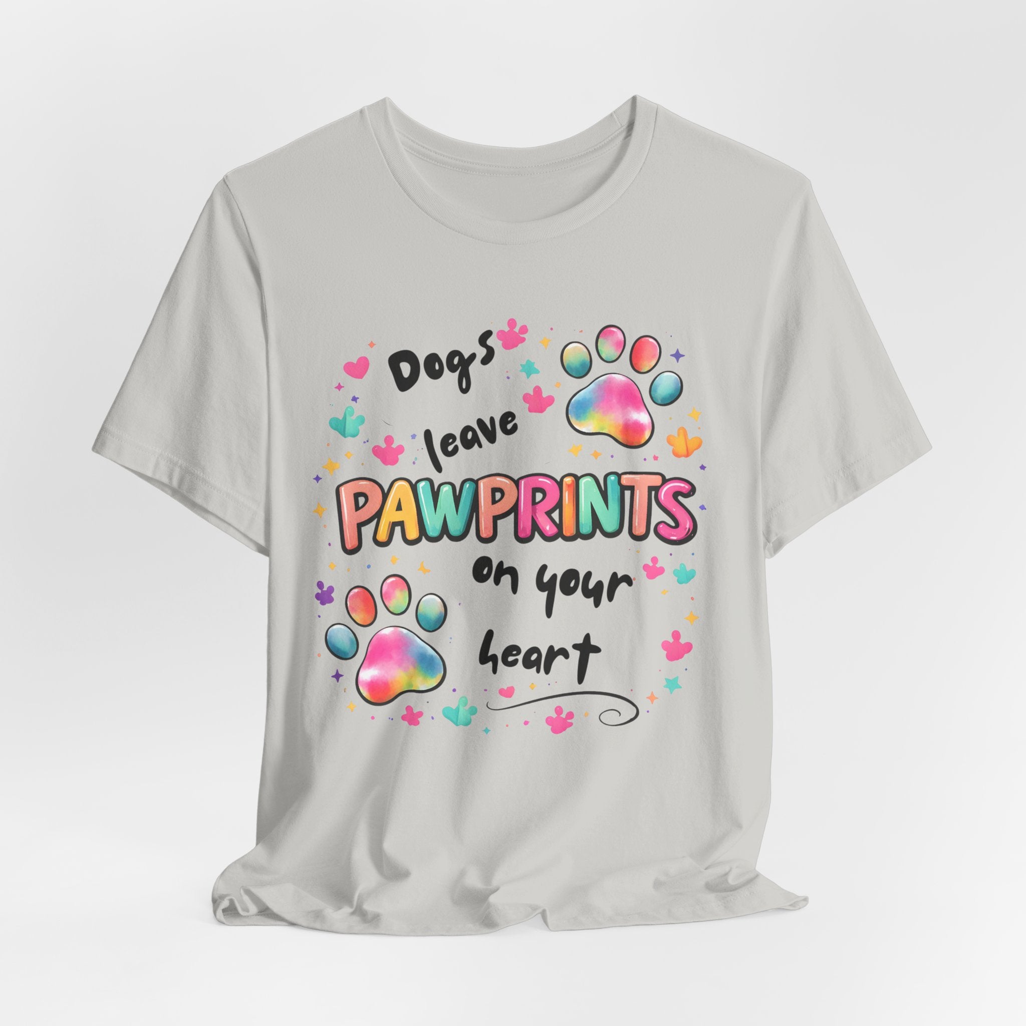 Pawprints on Your Heart T‑Shirt — Colorful Dog Paw Love Tee
