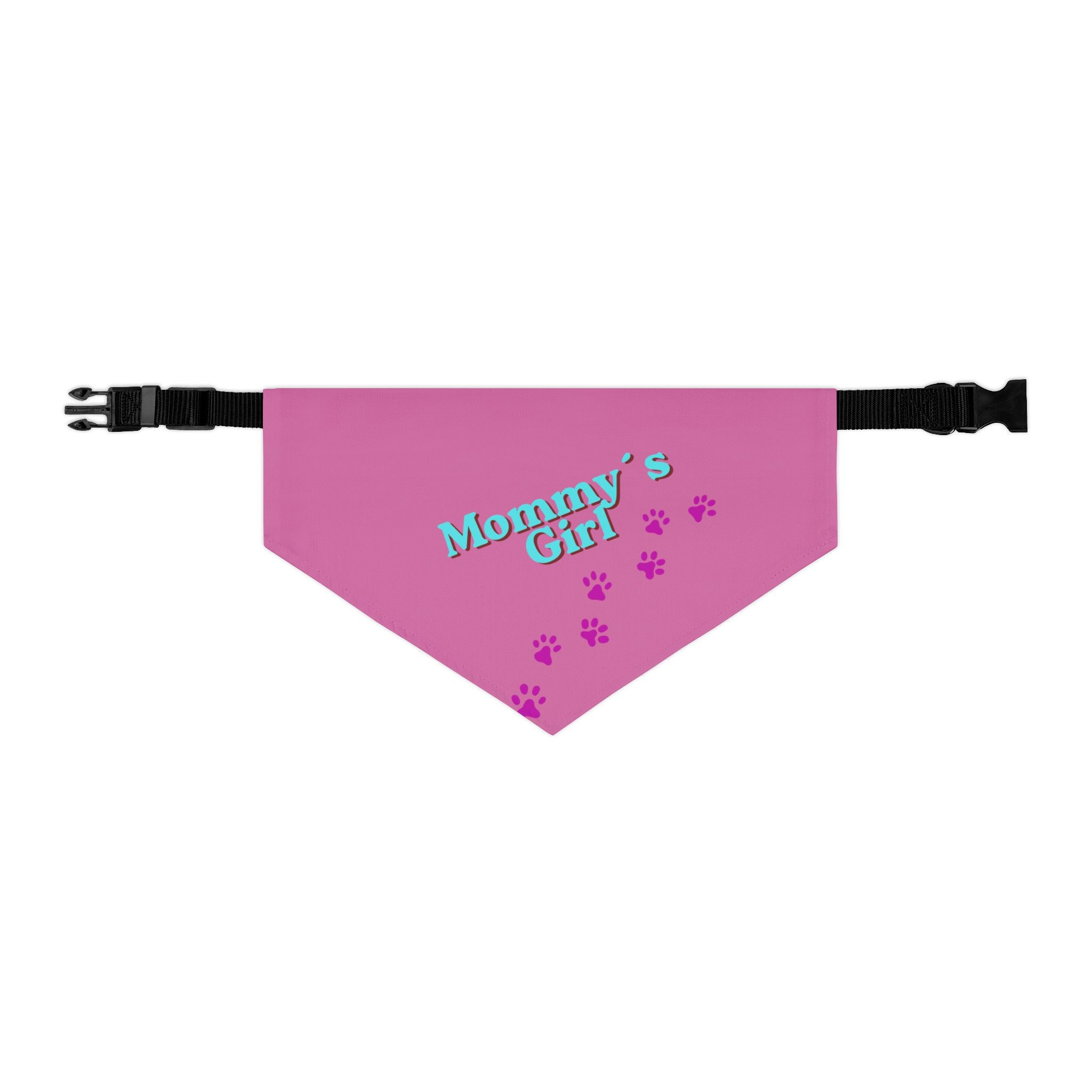 Dog Bandana Collar — "Mommy's Girl" Pink Paw-Print Pet Bandana