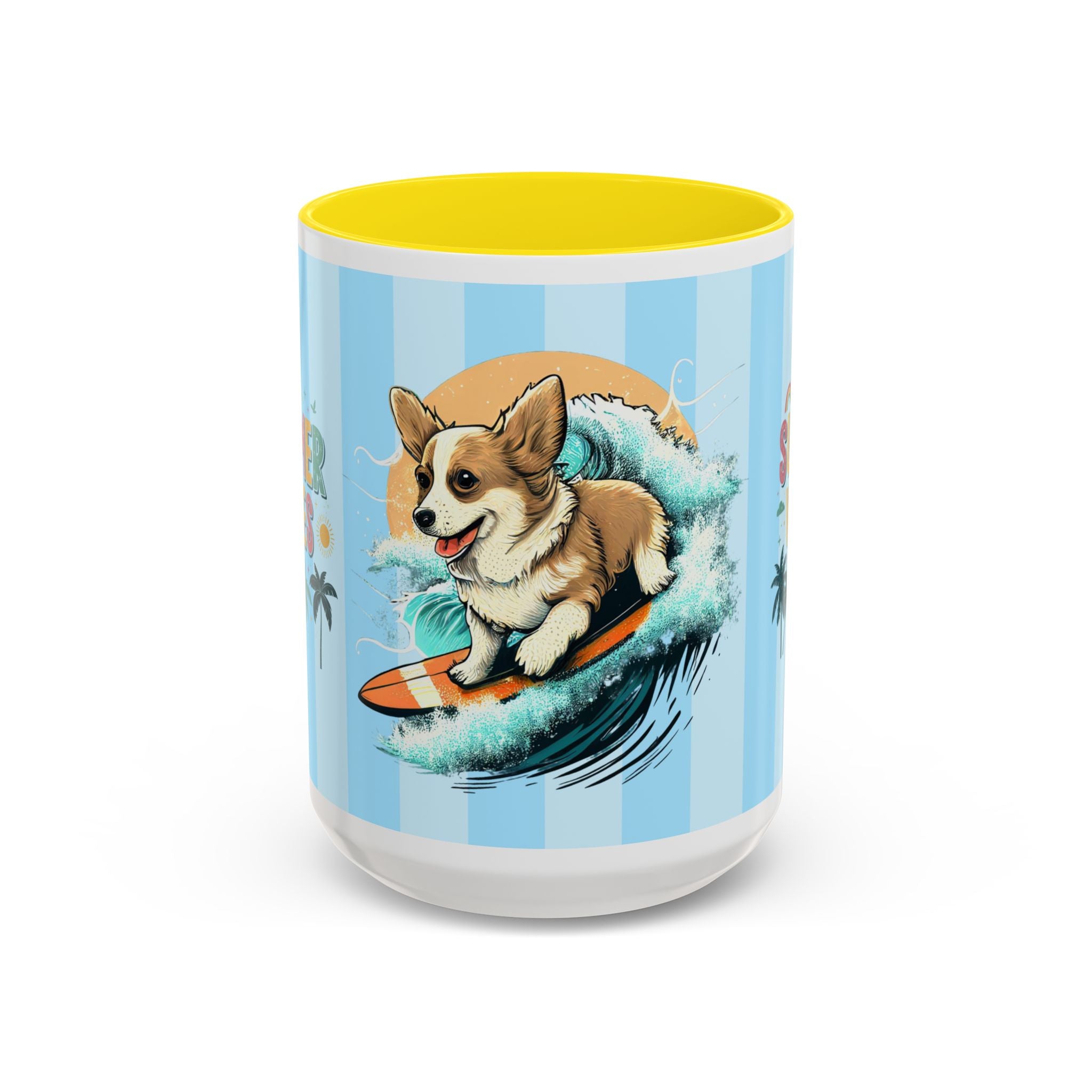 Summer Vibes Corgi Surf Coffee Mug — Cute Dog Lover Gift (11/15 oz)