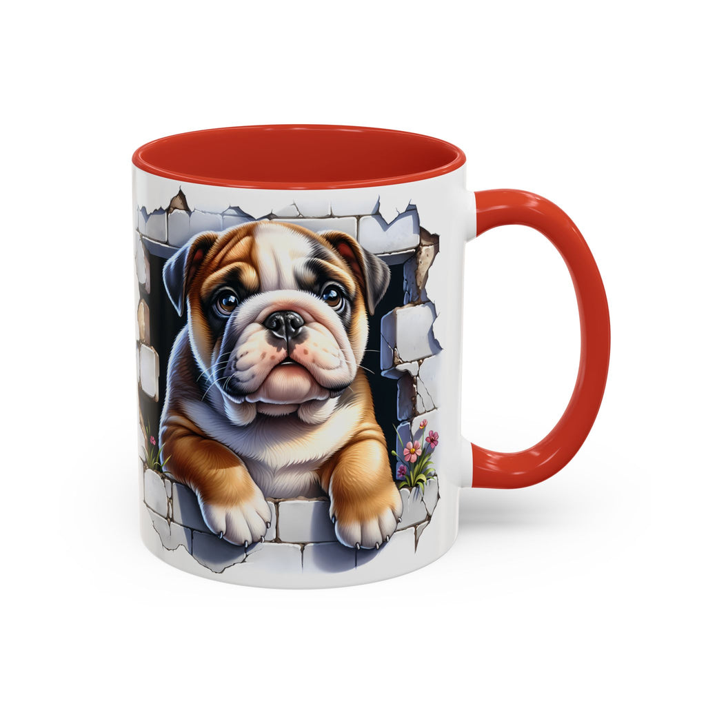Bulldog Peek-A-Boo Accent Coffee Mug — Cute English Bulldog Coffee Cup (11/15 oz)