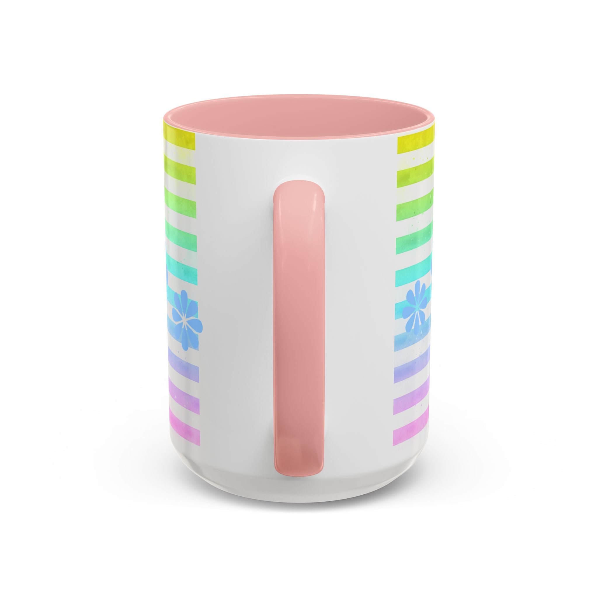 Maltese Dog Coffee Mug — Cute White Pup on Rainbow Stripes