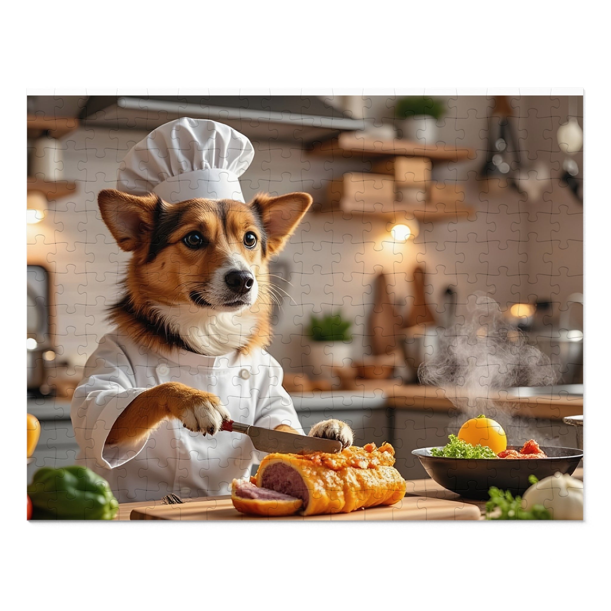 Corgi Chef Jigsaw Puzzle with Tin — Funny Dog Puzzle Gift for Kids & Adults