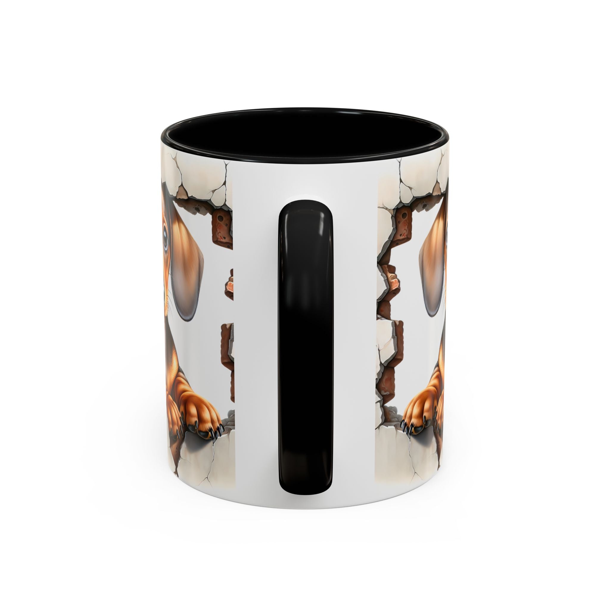 Dachshund Peek-A-Boo Accent Coffee Mug — Cute Puppy Dog Gift (11/15oz)