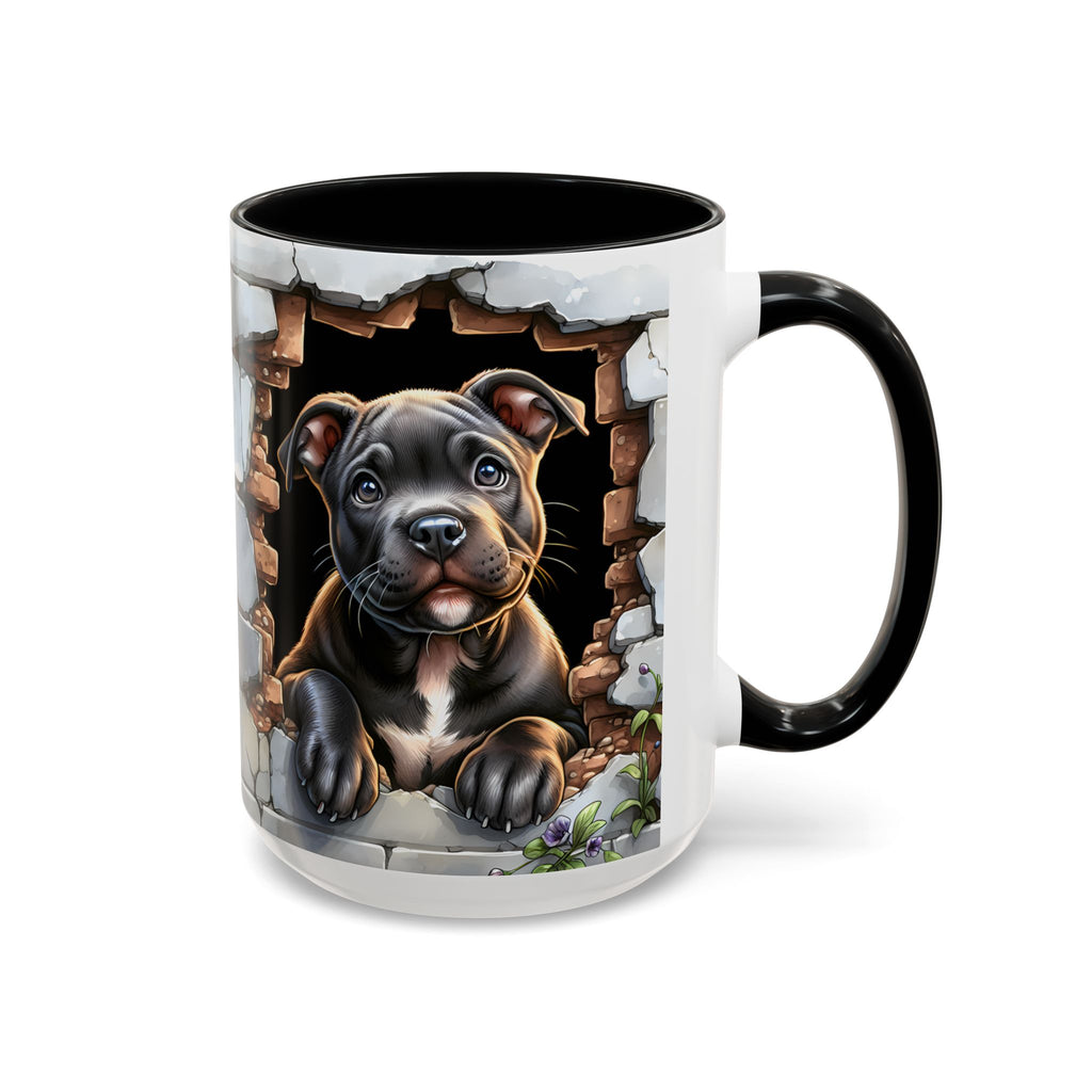 Pit Bull Puppy Peek Accent Coffee Mug – Cute Dog Lover Gift (11/15oz)