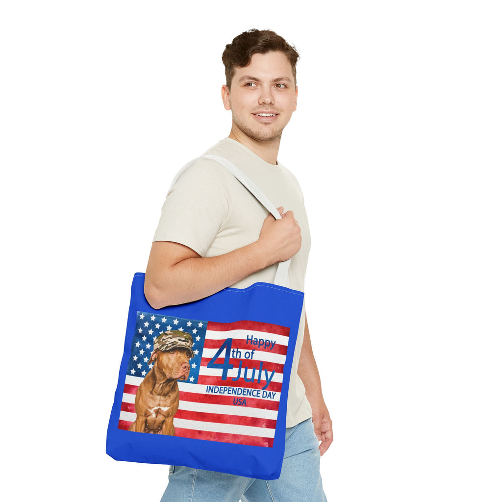 Independence Day Dog Tote Bag — Happy 4th of July USA Flag Tote