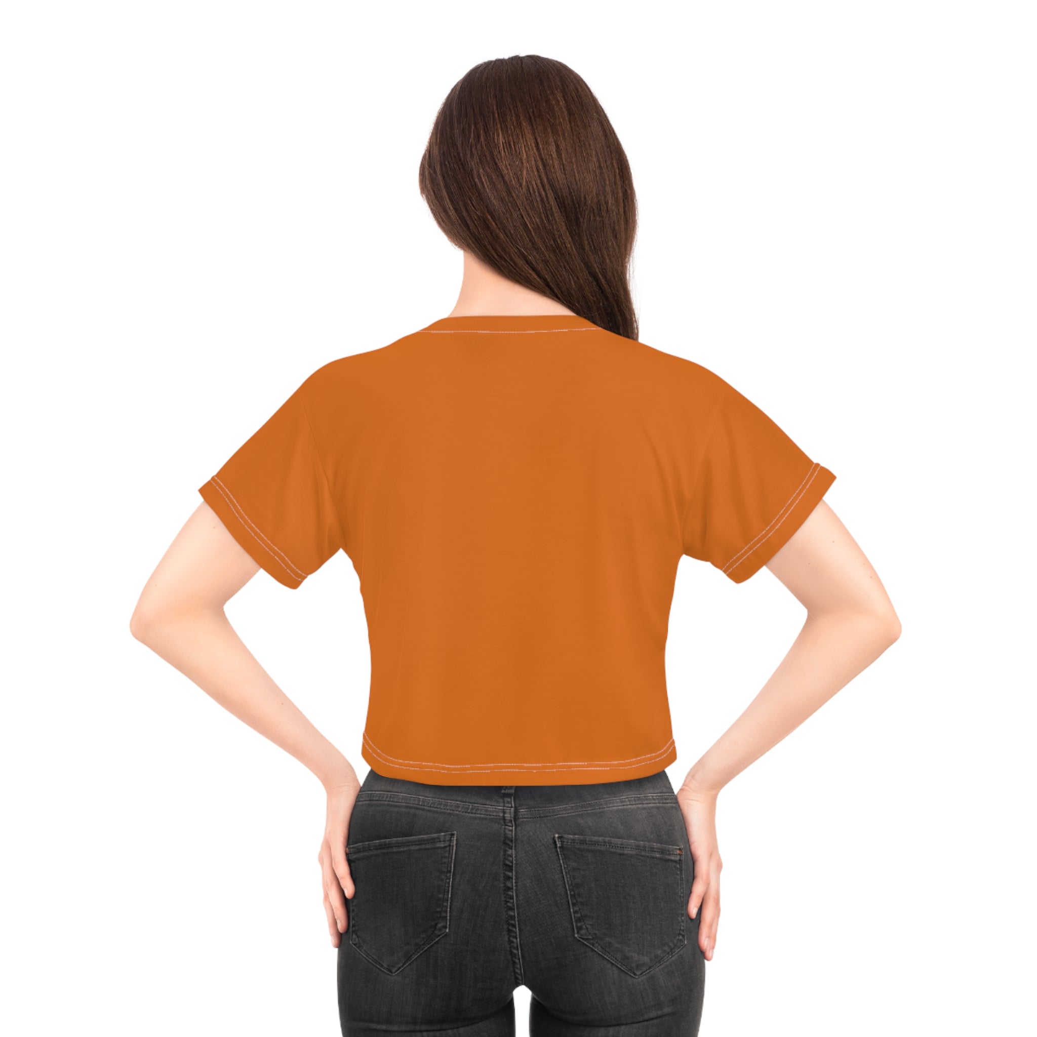 Cute Puppy Crop Tee — Sunny Orange All-Over Print