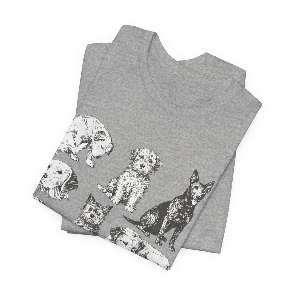 Dog Breed Sketches T-Shirt — Hand-Drawn Puppy Portraits Tee