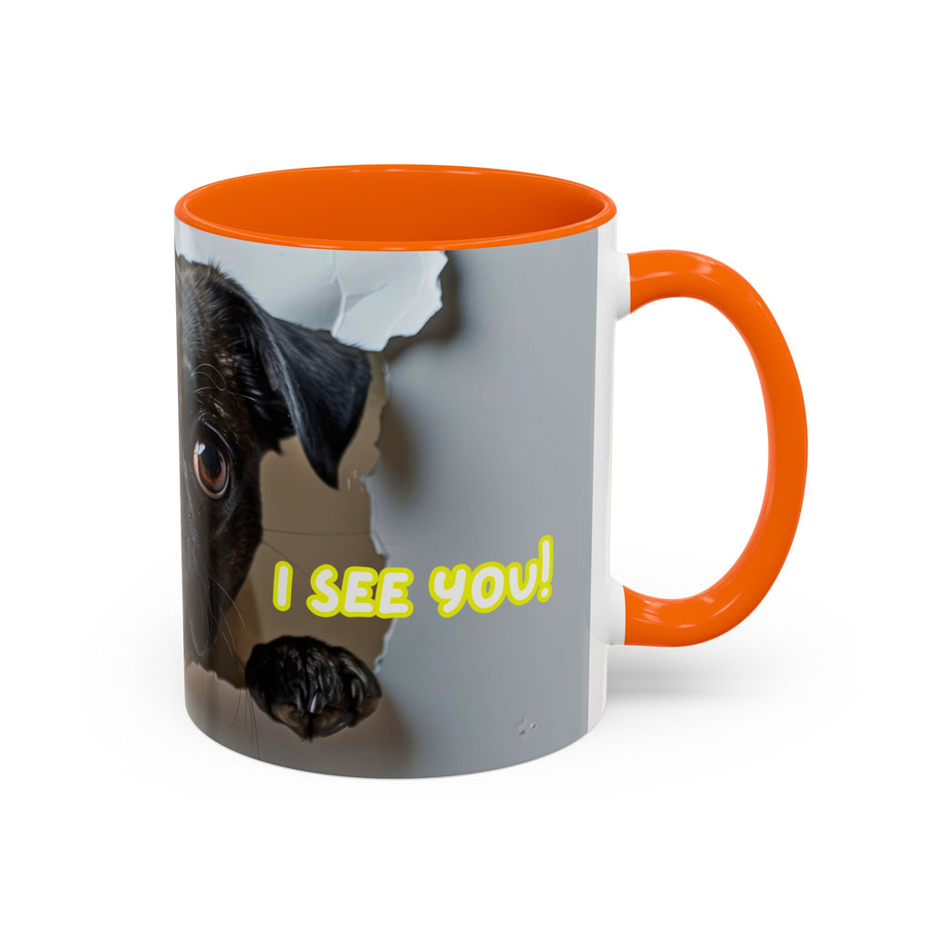 Pug “I See You!” Accent Coffee Mug — Cute Dog Lover Gift (11/15 oz)