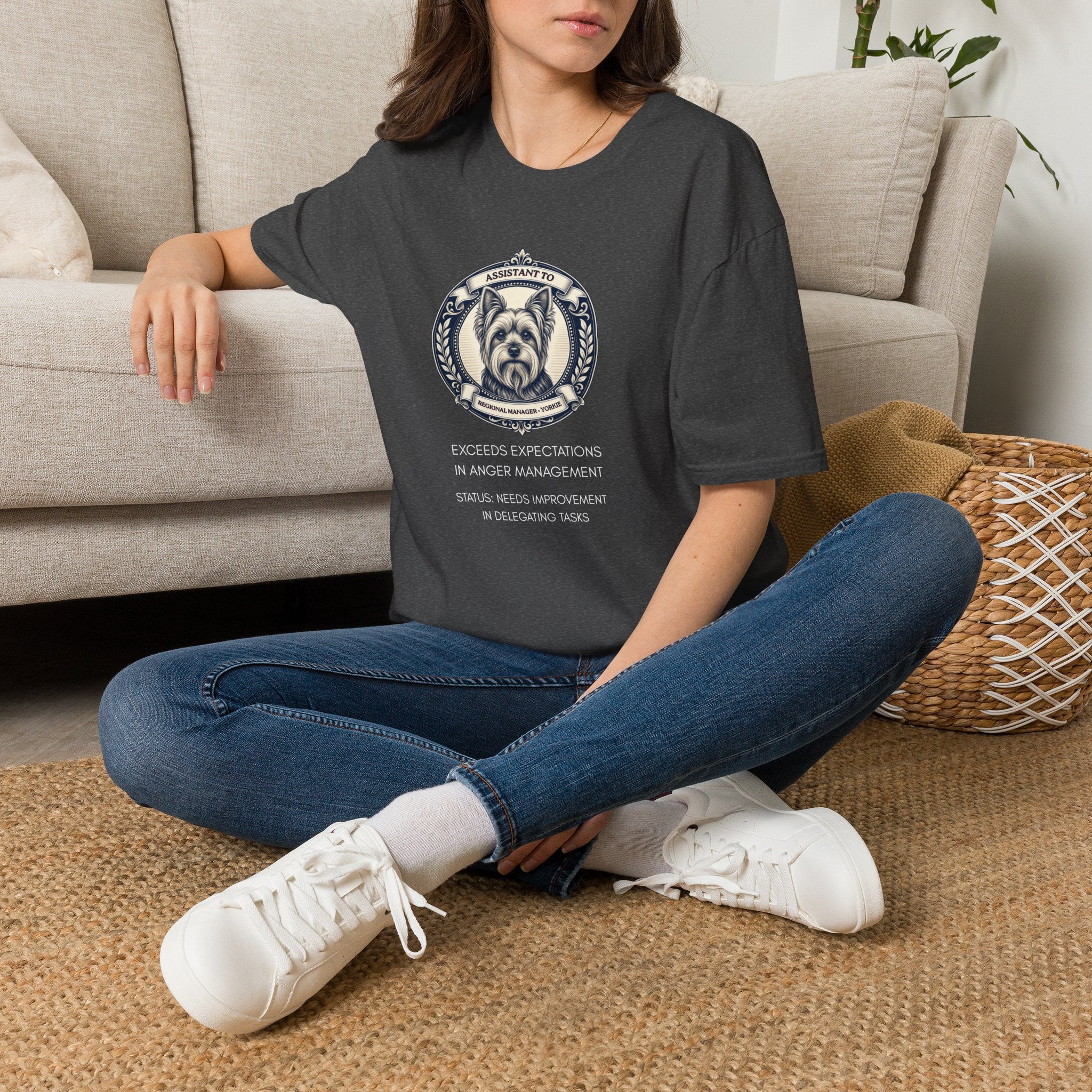 Yorkie T-Shirt — "Assistant to the Regional Manager" Funny Yorkshire Terrier Tee