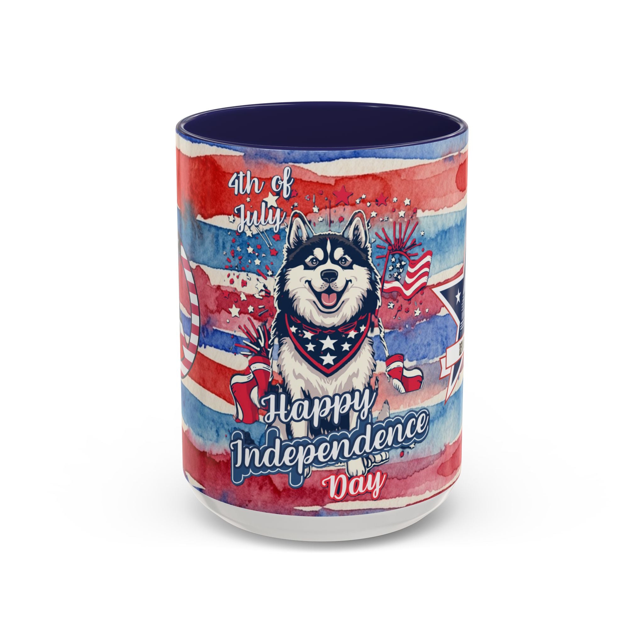 Independence Day Husky Coffee Mug — Happy 4th of July Patriotic Accent Mug (11/15oz)