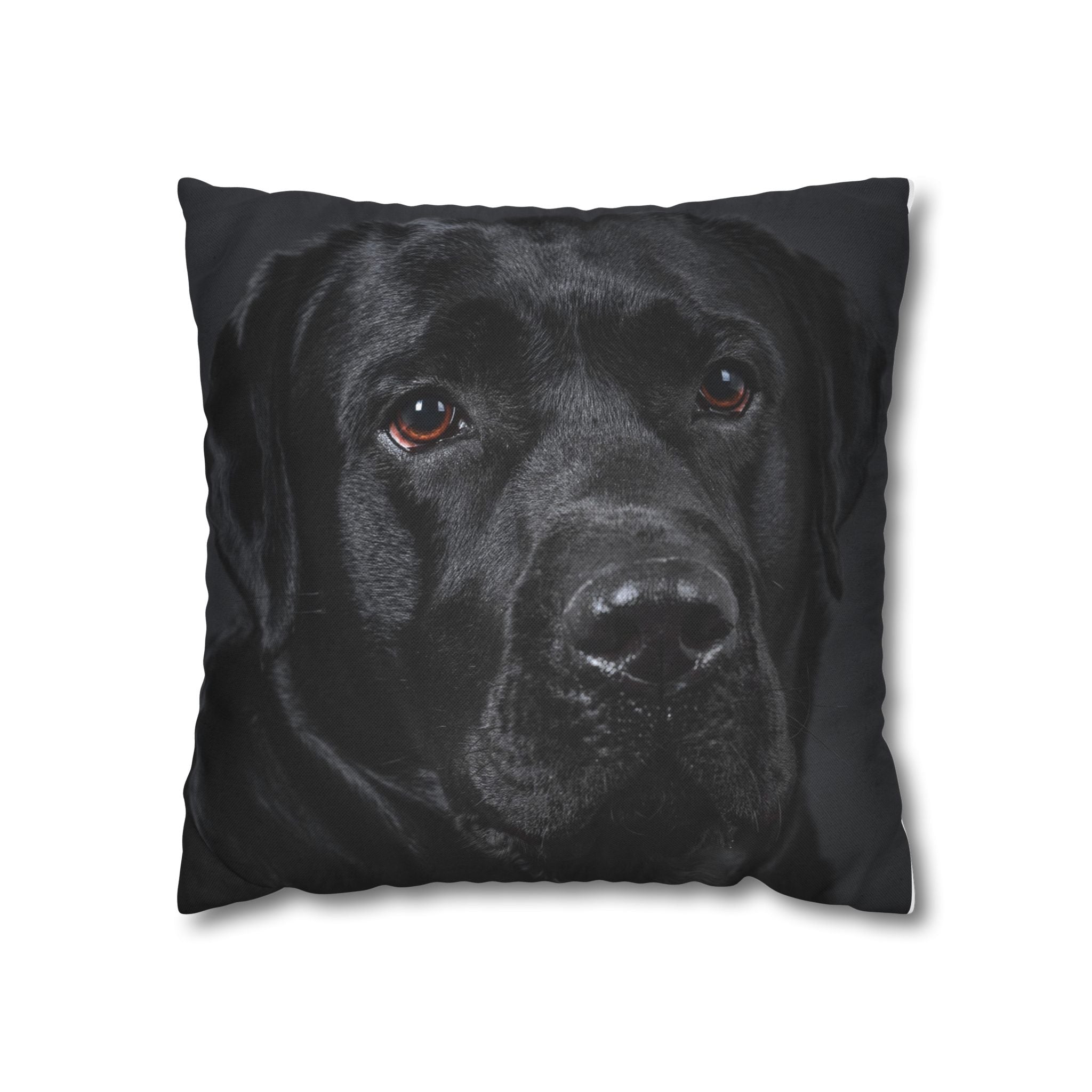 Black Labrador Dog Photo Pillowcase – Square Decorative Throw Pillow Cover