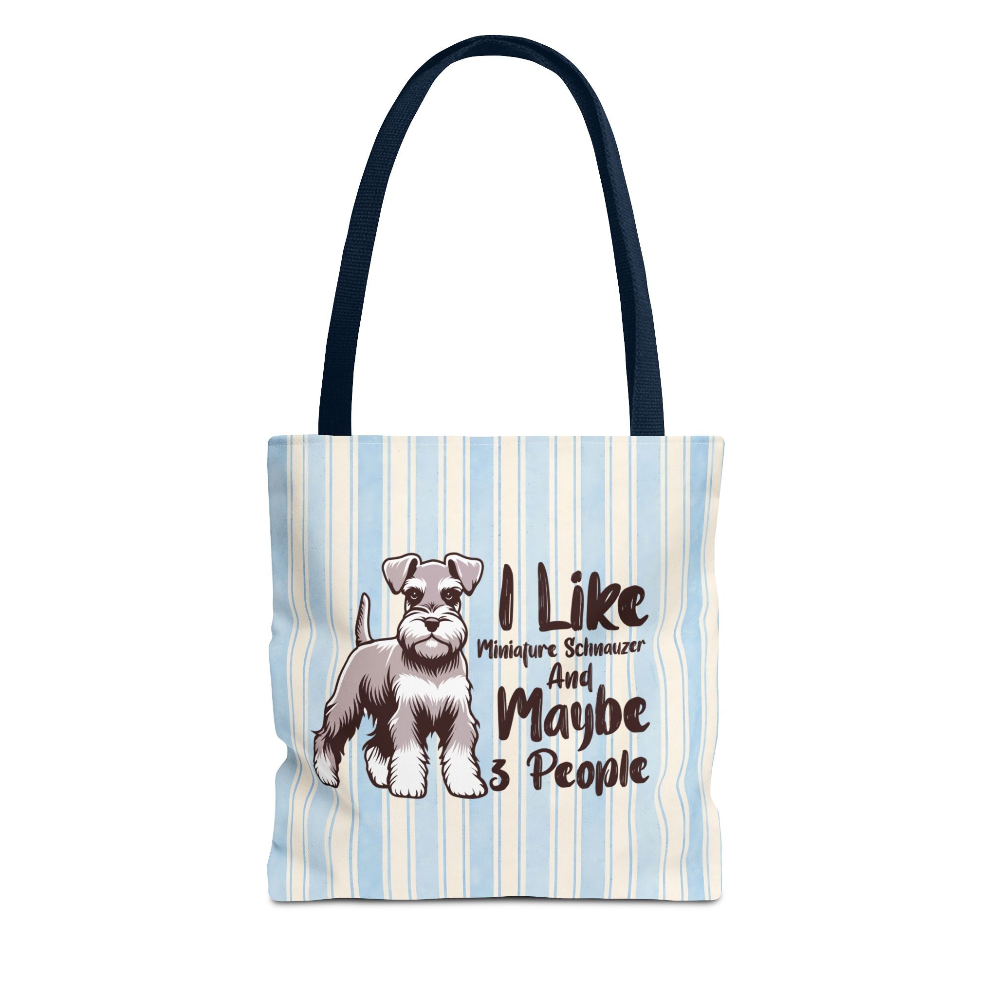 Miniature Schnauzer Tote Bag – "I Like Miniature Schnauzers and Maybe 3 People" Striped Canvas Tote