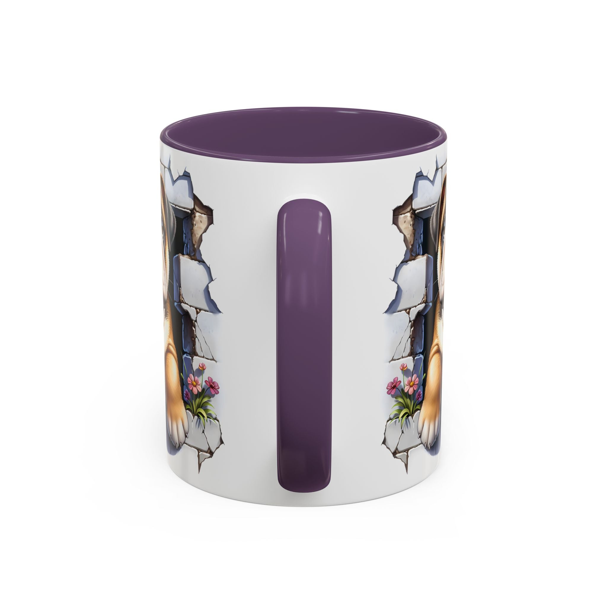 Bulldog Peek-A-Boo Accent Coffee Mug — Cute English Bulldog Coffee Cup (11/15 oz)