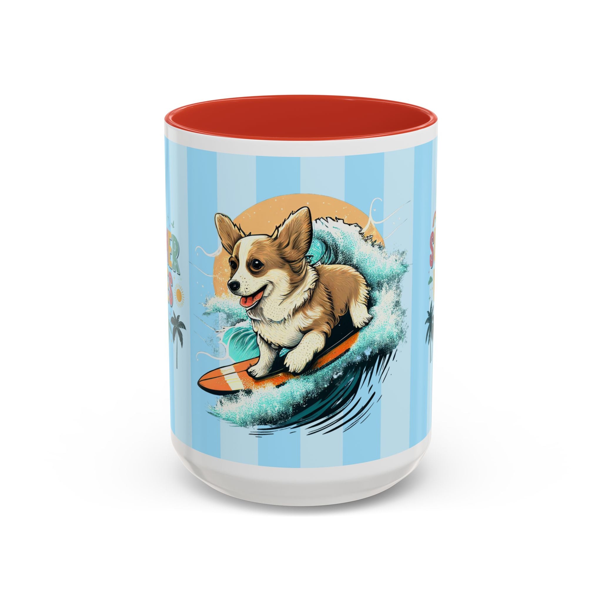 Summer Vibes Corgi Surf Coffee Mug — Cute Dog Lover Gift (11/15 oz)