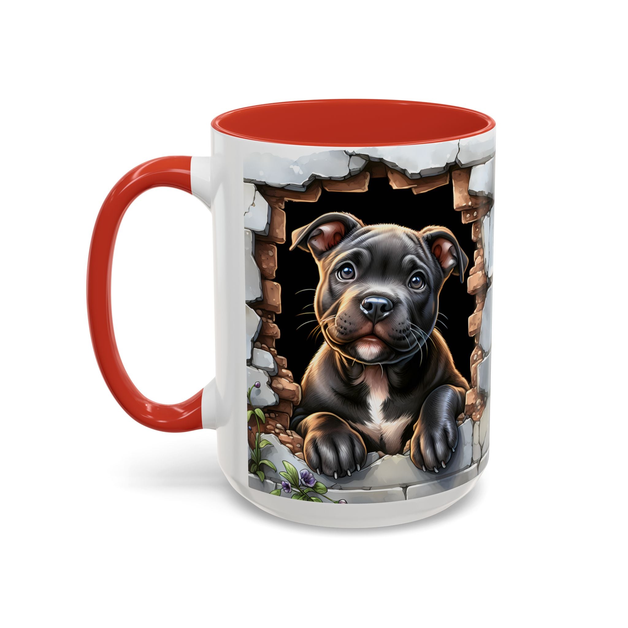 Pit Bull Puppy Peek Accent Coffee Mug – Cute Dog Lover Gift (11/15oz)