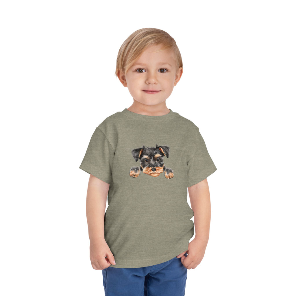 Toddler Tee — Cute Yorkie Puppy Peeking Graphic