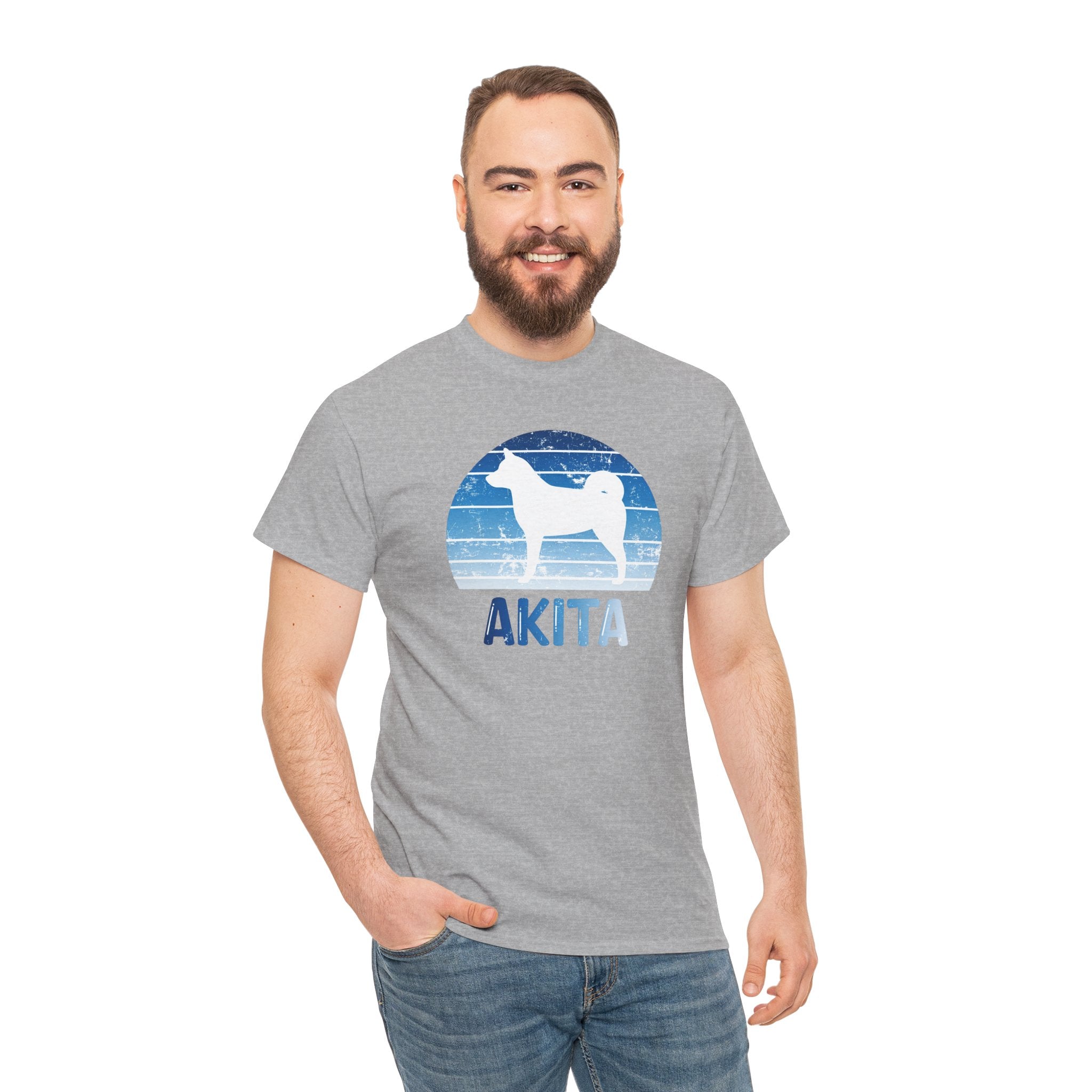 Akita Retro Sunset T-Shirt – Unisex Dog Lover Graphic Tee