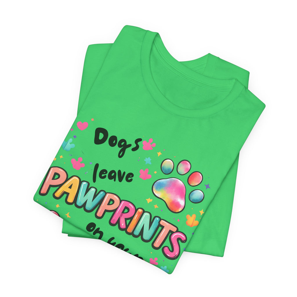 Pawprints on Your Heart T‑Shirt — Colorful Dog Paw Love Tee