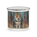 Enamel Camping Mug — Watercolor Corgi Dog Campfire Mug