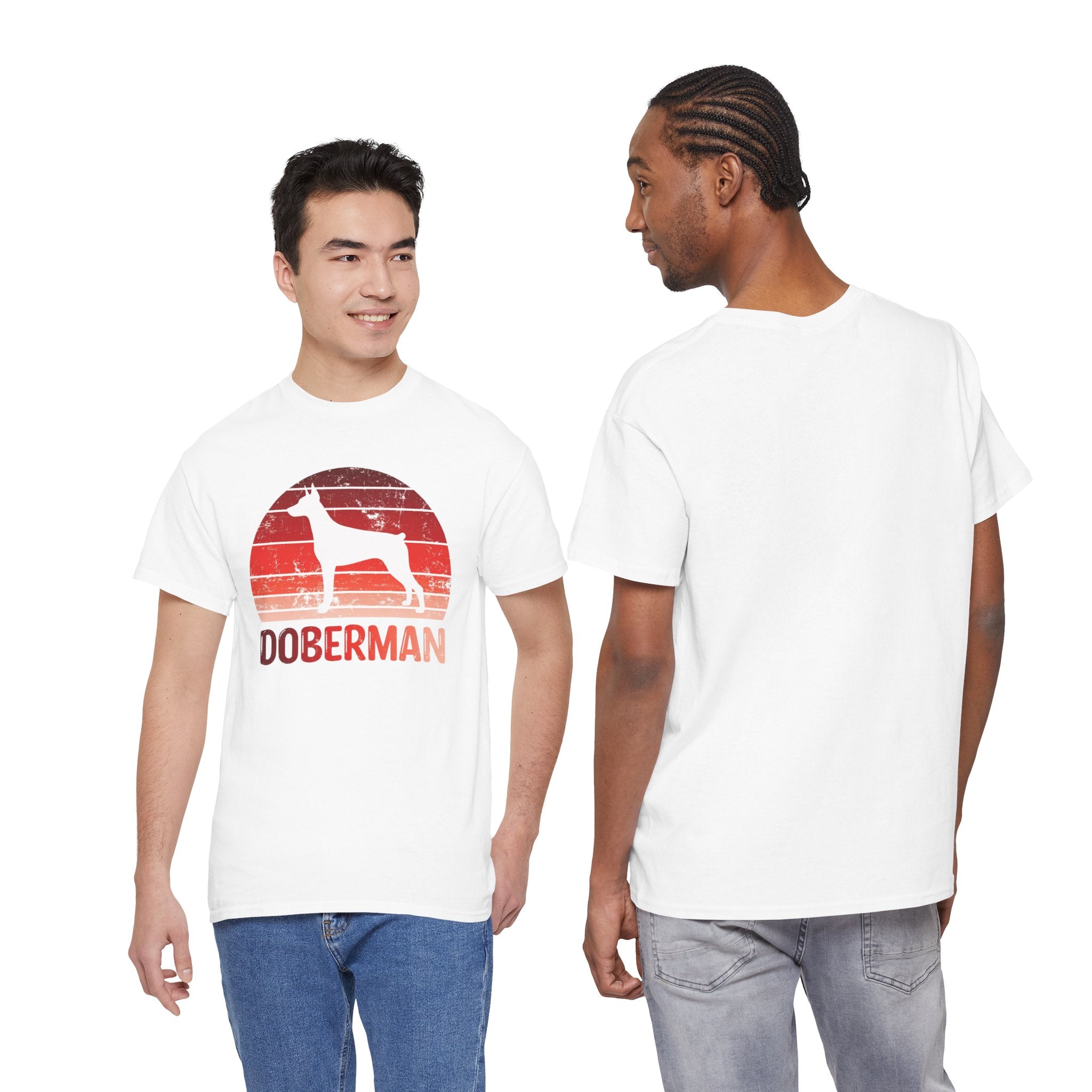 Doberman Retro Sunset T-Shirt – Unisex Dog Lover Graphic Tee