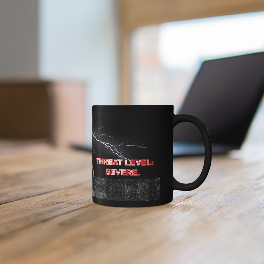 Size: Small — Threat Level: Severe — Security Chihuahua Mug | Funny Guard Dog Coffee Cup