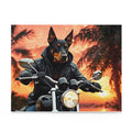 Dobermann Biker Jigsaw Puzzle — Sunset Motorcycle Scene | Dog Lover Gift