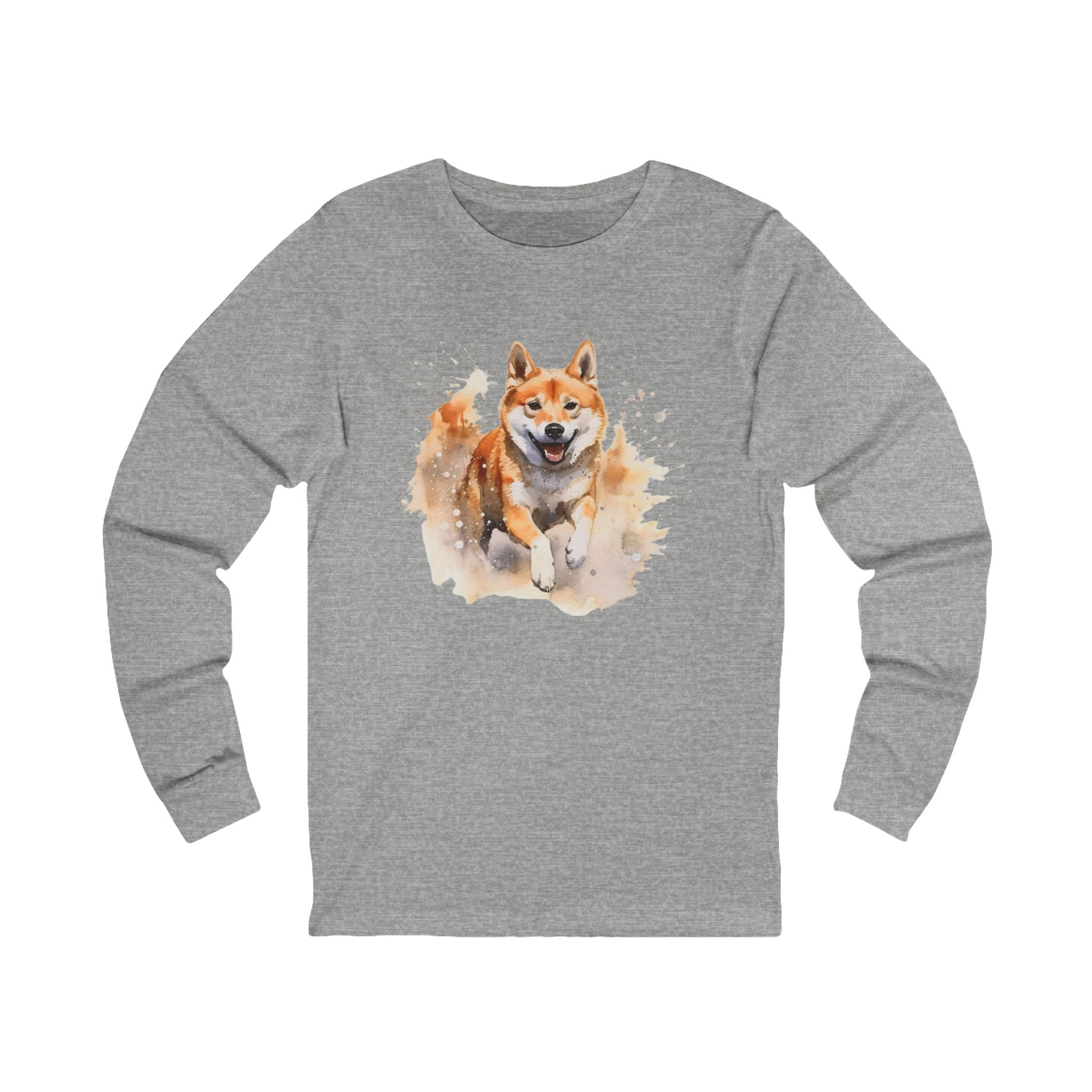 Shiba Inu Watercolor Long Sleeve Tee — Cute Dog Lover Shirt
