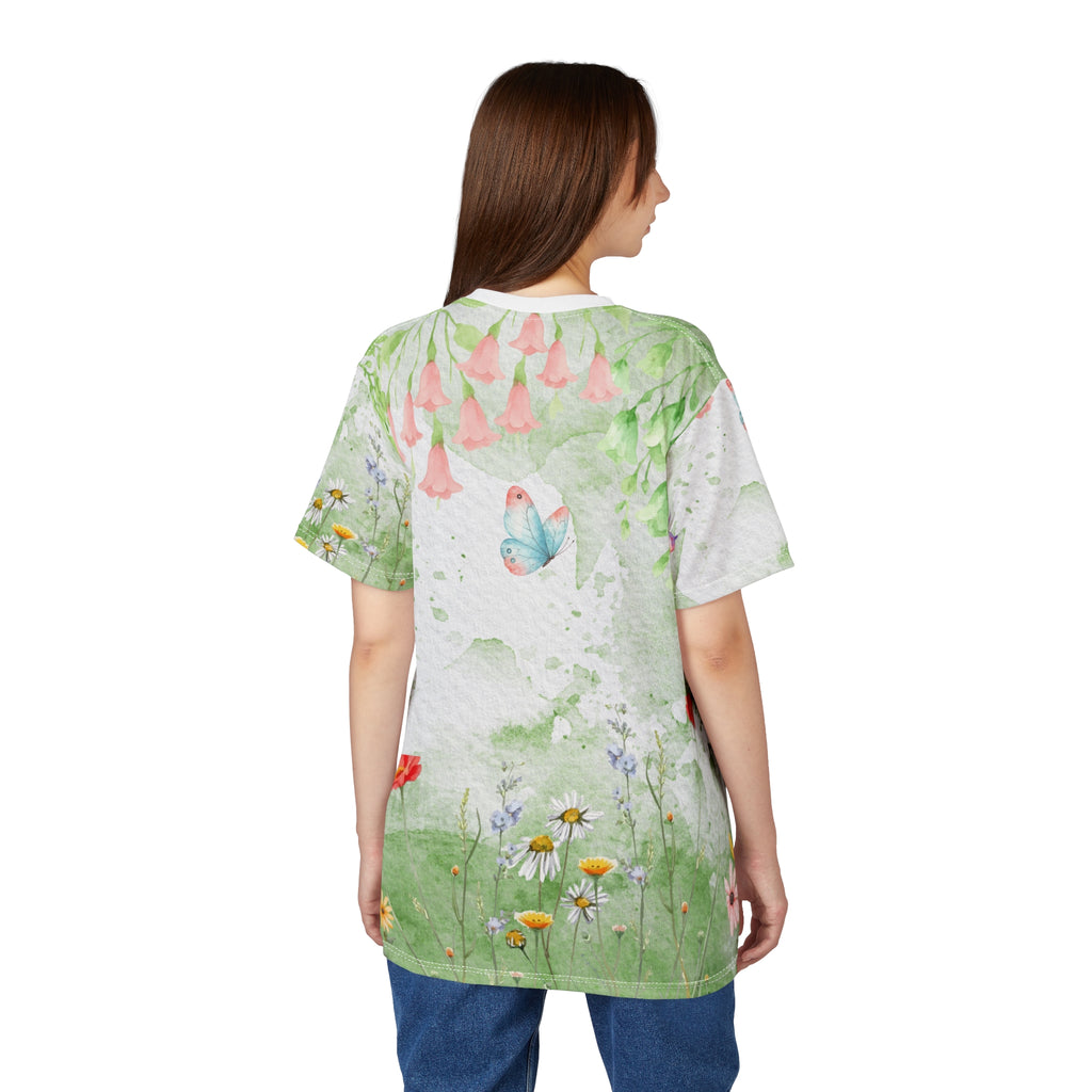 Puppy & Butterfly – Spring Garden All-Over Print T-Shirt